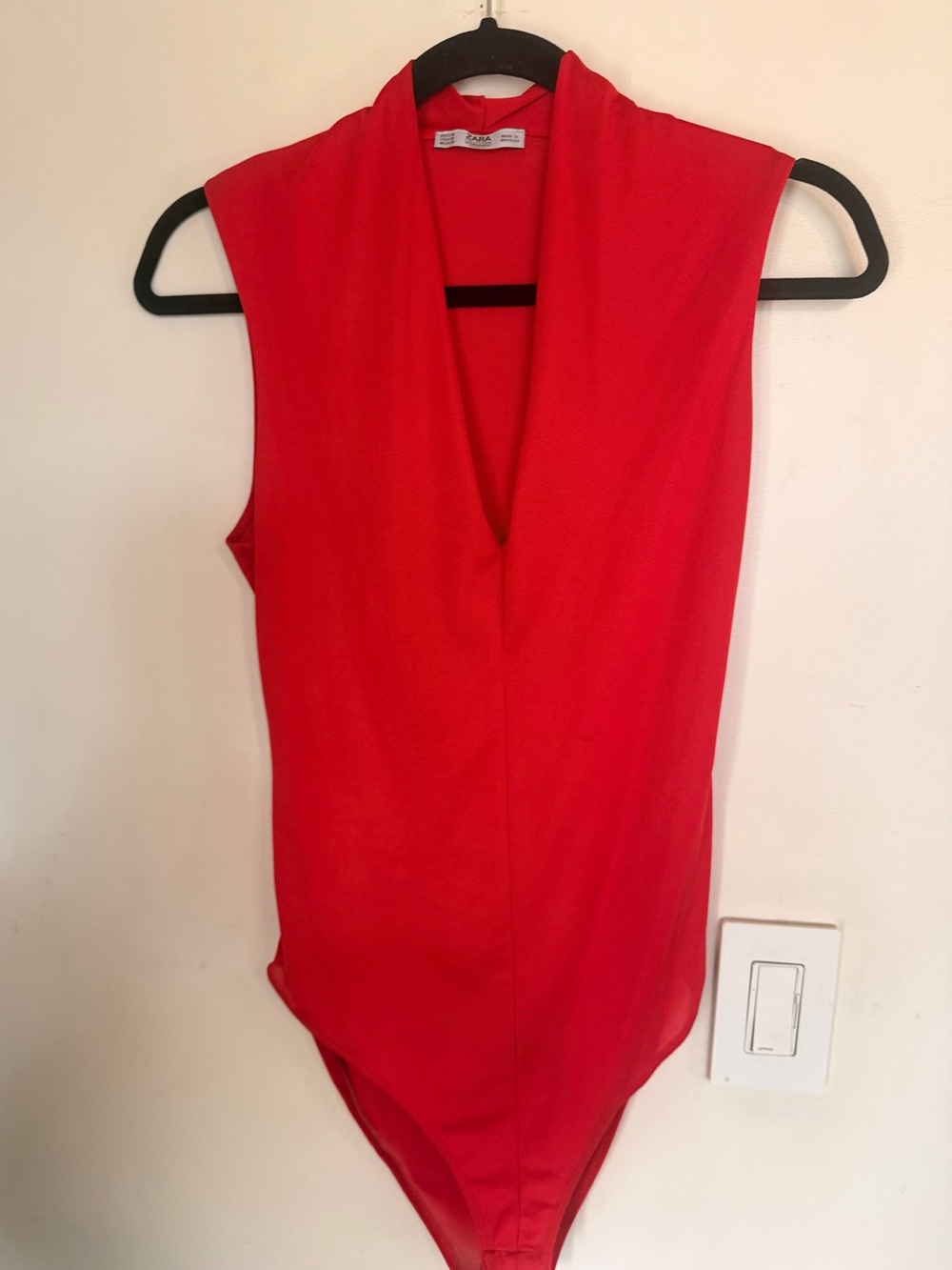 Zara Collection Red Deep V Plunge Bodysuit | Size Medium